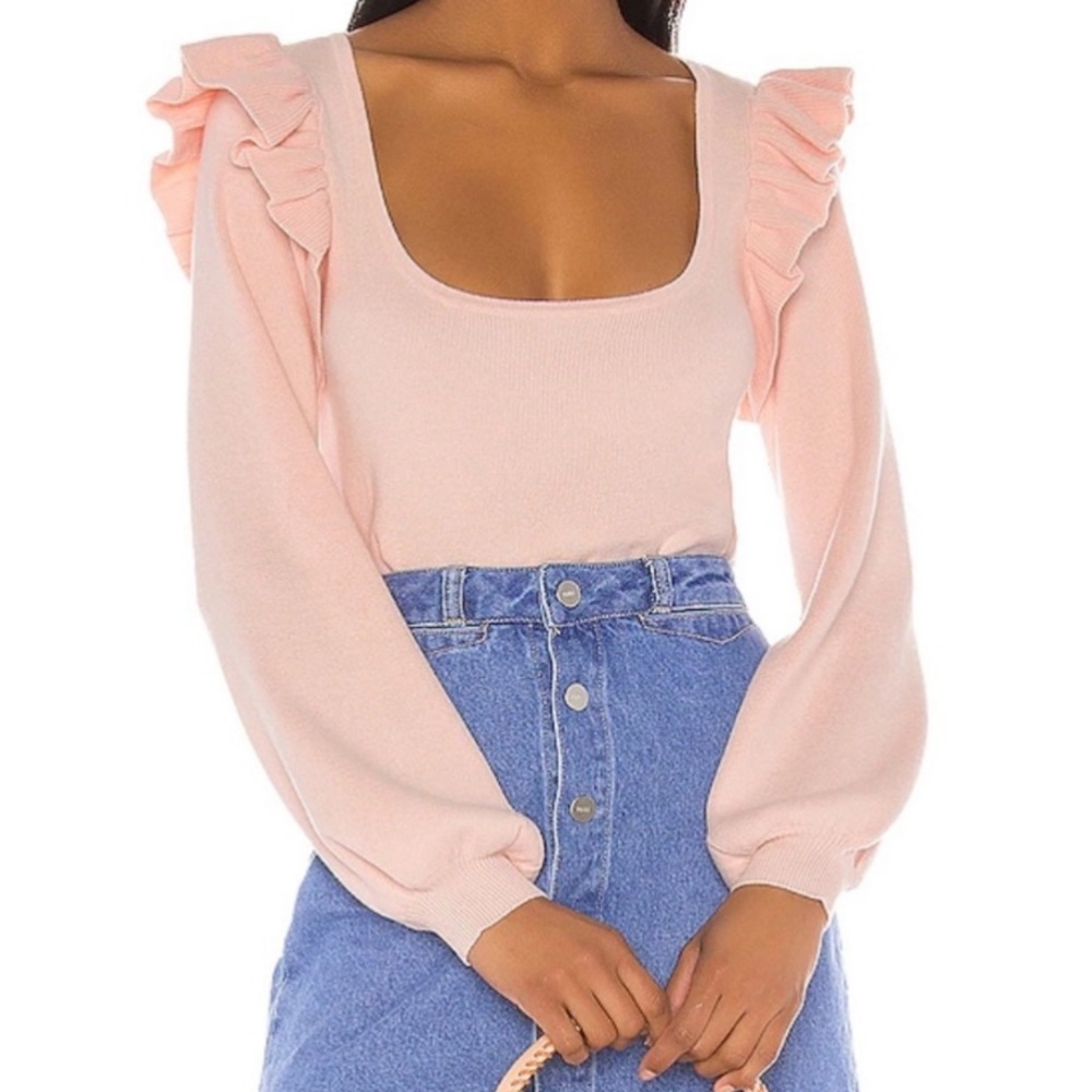 LPA Sophia Cropped Sweater in Pink Size XS Romantic/Feminine/Date Night